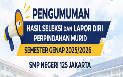 PENGUMUMAN HASIL SELEKSI DAN LAPOR DIRI PERPINDAHAN MURID SEMESTER GENAP SMP NEGERI 125 JAKARTA TAHUN AJARAN 2025/2026